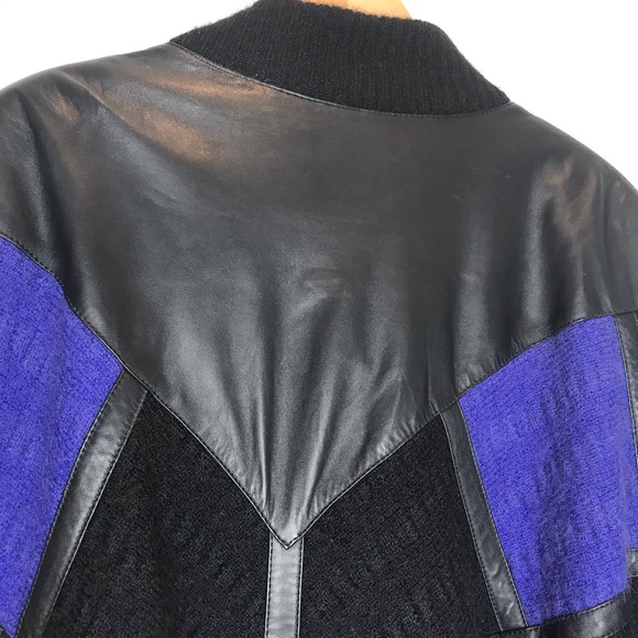 TORRAS OF SPAIN color block leather/mohair jacket - Picture 9 of 15